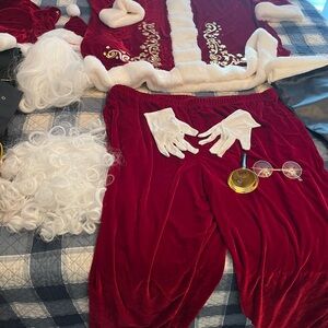 ABALAGU Men's Deluxe Santa Suit 12PCS Christmas Adult Santa Claus Costume